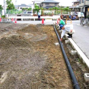 硬式透水管施工现场